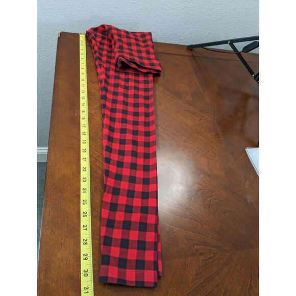 Old Navy Buffalo Plaid‎ Leggings XS Tall Black Red High Waisted Check Mid Rise - Picture 6 of 7